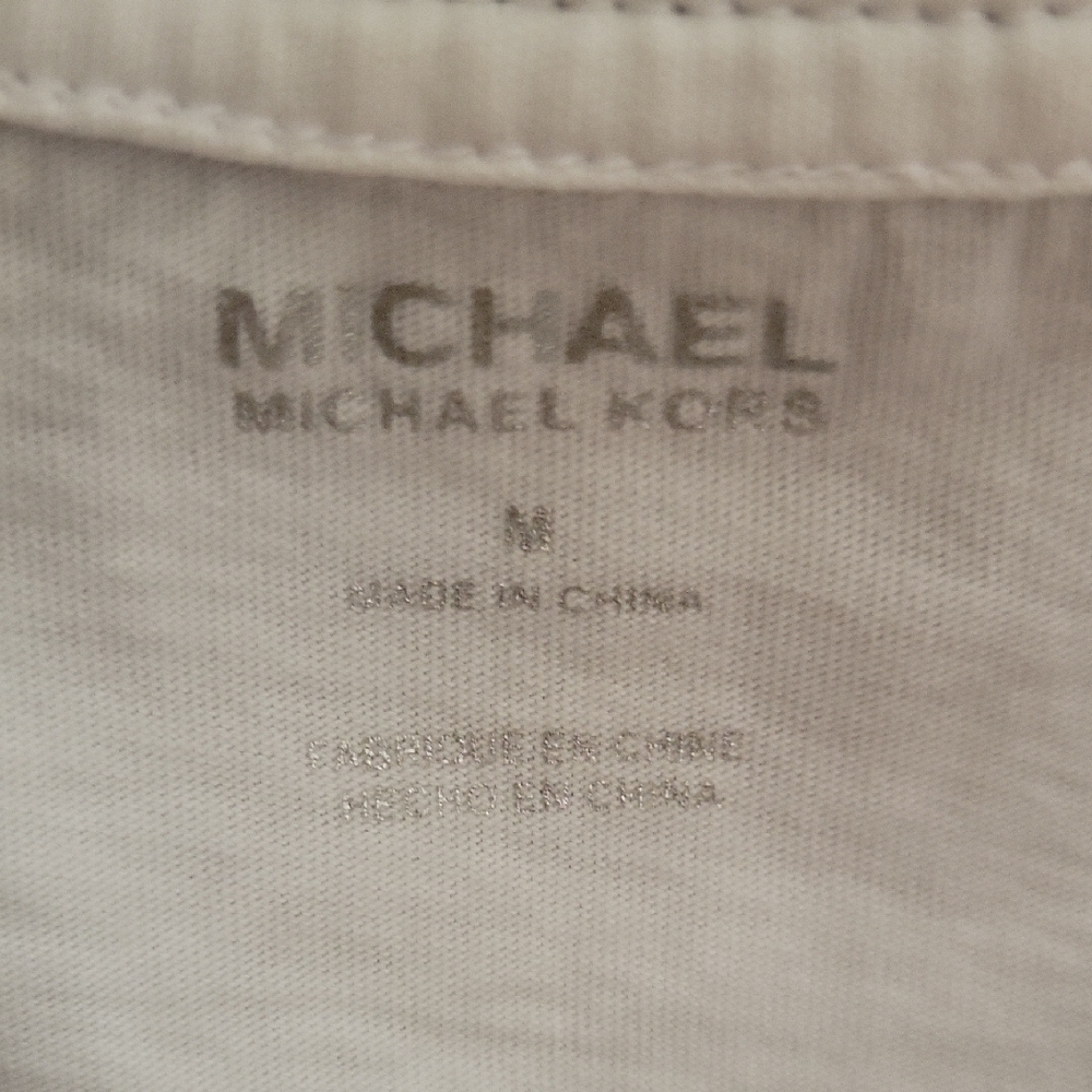 Michael Kors Womens White Tee with Black Trim and Daisy Sparkle Logo - Picture 5 of 9